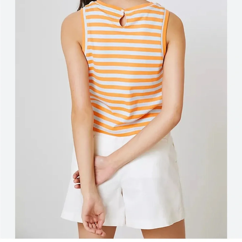 Maeve by Anthropologie Orange and White Striped Cropped Tank Top Small - Picture 7 of 7
